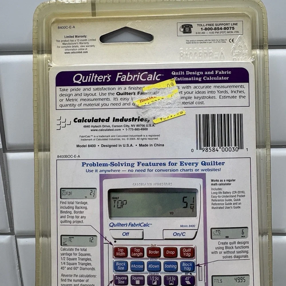 Quilter's‎ Fabric Calcultor 8400 Quilt Design & Fabric Estimation NEW